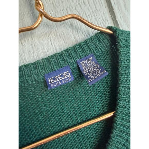 Vintage 90s Honors Plus Christmas Cardigan Sweater 22W/24W Poinsettia & Gift - Picture 6 of 7